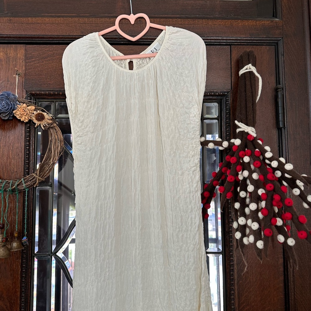 Vintage R.J. Collection by Chelsea Rousseau Long Ruched Gown, Ivory, Size 6 - Picture 9 of 10